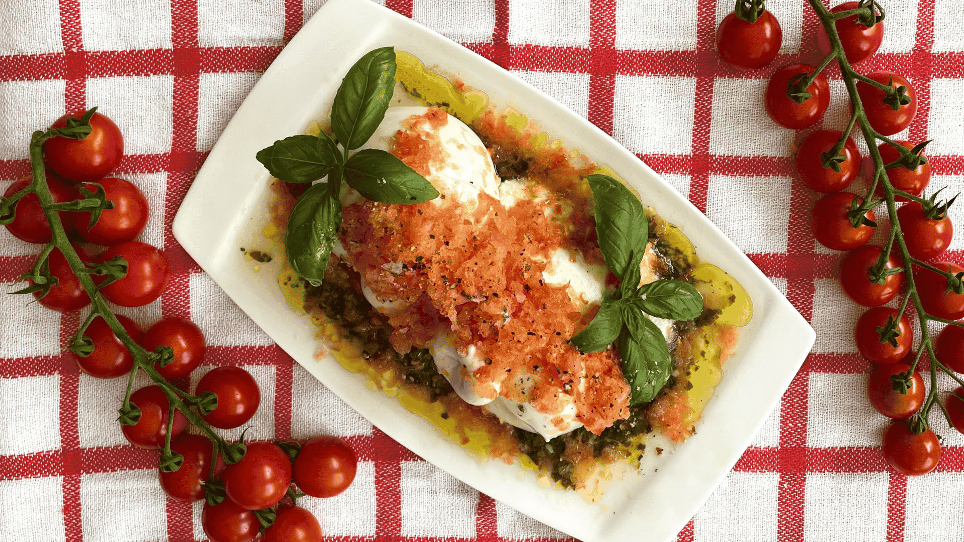 Tomate glacée sur burrata - recette estivale